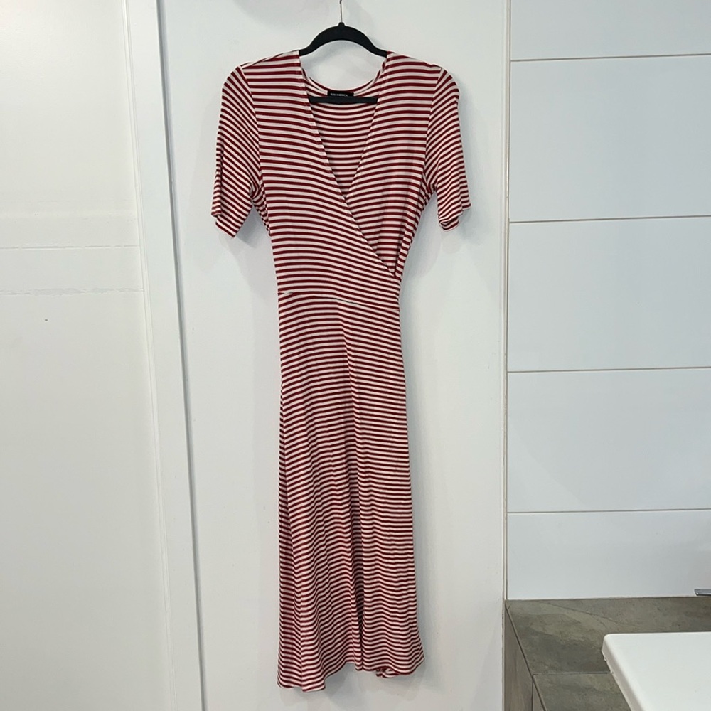525 America red/white stripe, wraparound dress size small. Worn once.